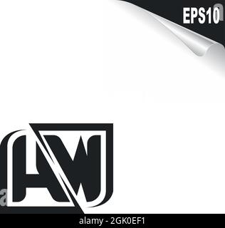 Initial HW logo design with Shape style, Logo business branding. Stock Vector