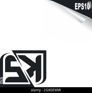 Initial SK logo design with Shape style, Logo business branding. Stock Vector