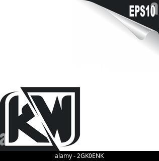 Initial KW logo design with Shape style, Logo business branding. Stock Vector