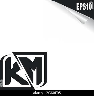 Initial KM logo design with Shape style, Logo business branding. Stock Vector