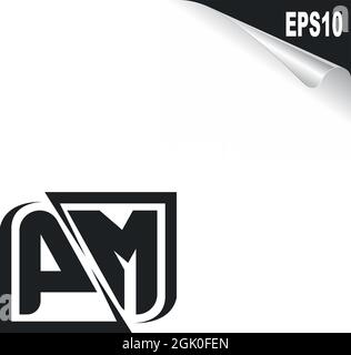 Initial PM logo design with Shape style, Logo business branding. Stock Vector