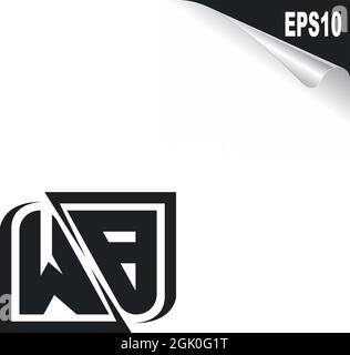 Initial WB logo design with Shape style, Logo business branding. Stock Vector