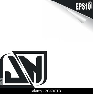 Initial JN logo design with Shape style, Logo business branding. Stock Vector