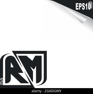 Initial RM logo design with Shape style, Logo business branding. Stock Vector