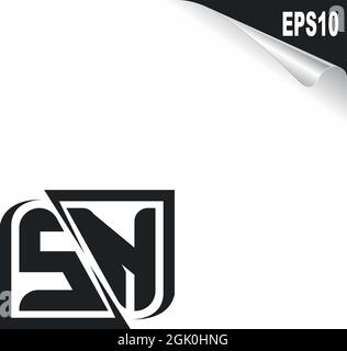 Initial SN logo design with Shape style, Logo business branding. Stock Vector