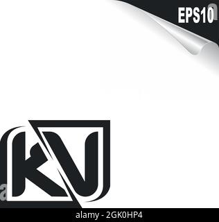 Initial KV logo design with Shape style, Logo business branding. Stock Vector