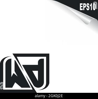 Initial WP logo design with Shape style, Logo business branding. Stock Vector