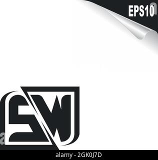 Initial SW logo design with Shape style, Logo business branding. Stock Vector