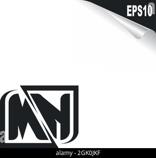 Initial MN logo design with Shape style, Logo business branding. Stock Vector