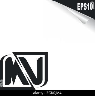 Initial MV logo design with Shape style, Logo business branding. Stock Vector