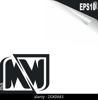 Initial MW logo design with Shape style, Logo business branding. Stock Vector