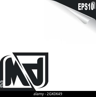 Initial MP logo design with Shape style, Logo business branding. Stock Vector
