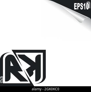Initial RK logo design with Shape style, Logo business branding. Stock Vector