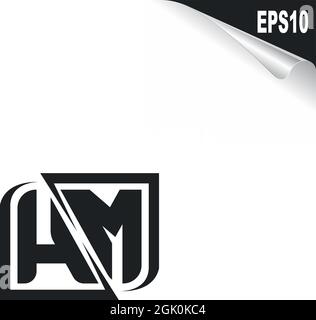 Initial HM logo design with Shape style, Logo business branding. Stock Vector
