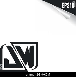 Initial JW logo design with Shape style, Logo business branding. Stock Vector