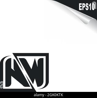Initial NW logo design with Shape style, Logo business branding. Stock Vector