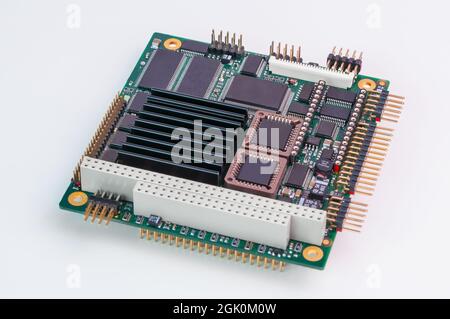 embedded rugged pc104 cpu board on white background Stock Photo
