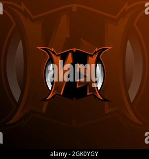 VK Logo Letter Design in Orange Color, Logo for game, esport, initial gaming, community or business. Stock Vector