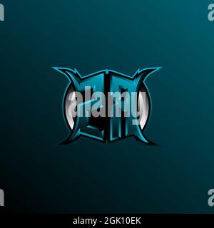 Initial ZR logo design, Initial ZR logo design with Circle style, Logo for game, esport, community or business. Stock Vector