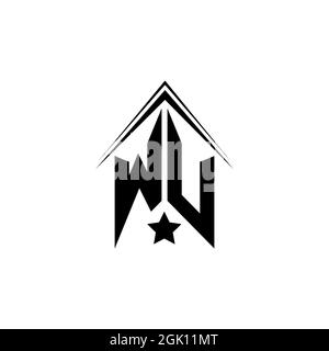 Initial WU logo design with Shape style, Logo business branding. Stock Vector