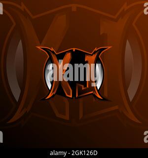 XJ Logo Letter Design in Orange Color, Logo for game, esport, initial gaming, community or business. Stock Vector