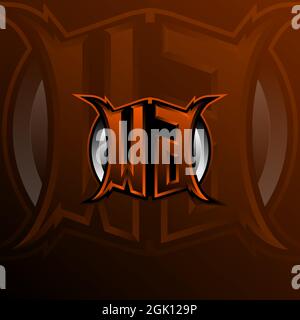 WG Logo Letter Design in Orange Color, Logo for game, esport, initial gaming, community or business. Stock Vector