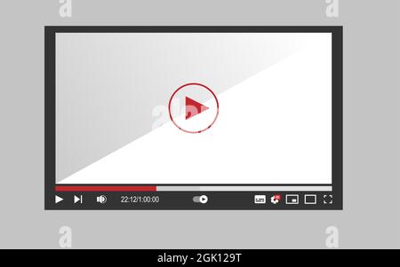 Video player for mobile applications and websites. Flat vector illustration template. Stock Vector