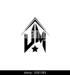 Initial UM logo design with Shape style, Logo business branding. Stock Vector