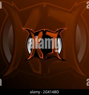 XC Logo Letter Design in Orange Color, Logo for game, esport, initial gaming, community or business. Stock Vector
