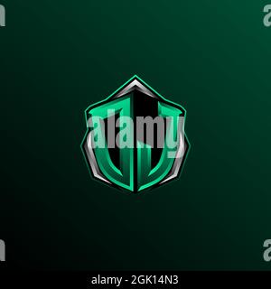 Initial DJ logo design, Initial DJ logo design with Circle style, Logo for game, esport, community or business. Stock Vector