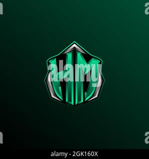 Initial HM logo design, Initial HM logo design with Circle style, Logo for game, esport, community or business. Stock Vector