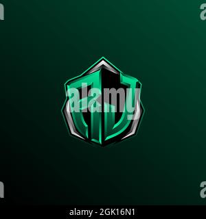 Initial RJ logo design, Initial RJ logo design with Shield style, Logo for game, esport, community or business. Stock Vector