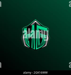 Initial HG logo design, Initial HG logo design with Shield style, Logo for game, esport, community or business. Stock Vector