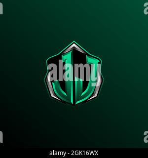 Initial JJ logo design, Initial JJ logo design with Shield style, Logo for game, esport, community or business. Stock Vector