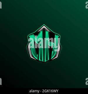 Initial MH logo design, Initial MH logo design with Shield style, Logo for game, esport, community or business. Stock Vector