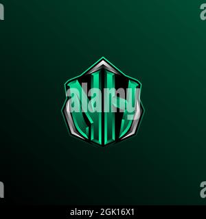 Initial NH logo design, Initial NH logo design with Shield style, Logo for game, esport, community or business. Stock Vector