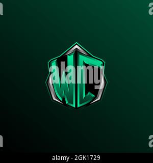 Initial WC logo design, Initial WC logo design with Shield style, Logo for game, esport, community or business. Stock Vector
