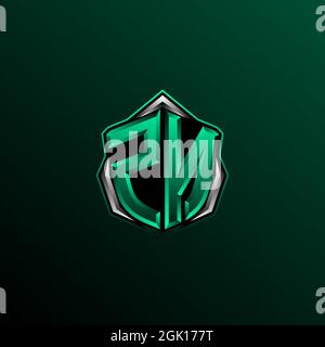 Initial ZN logo design, Initial ZN logo design with Shield style, Logo for game, esport, community or business. Stock Vector