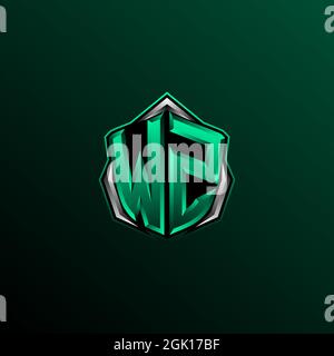 Initial WZ logo design, Initial WZ logo design with Shield style, Logo for game, esport, community or business. Stock Vector