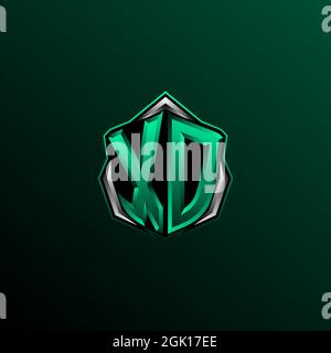 Initial XD logo design, Initial XD logo design with Shield style, Logo for game, esport, community or business. Stock Vector