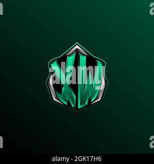Initial XW logo design, Initial XW logo design with Shield style, Logo for game, esport, community or business. Stock Vector