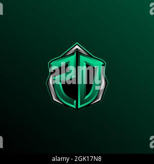 Initial ZD logo design, Initial ZD logo design with Shield style, Logo for game, esport, community or business. Stock Vector