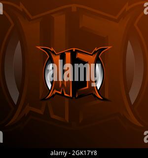 WC Logo Letter Design in Orange Color, Logo for game, esport, initial gaming, community or business. Stock Vector