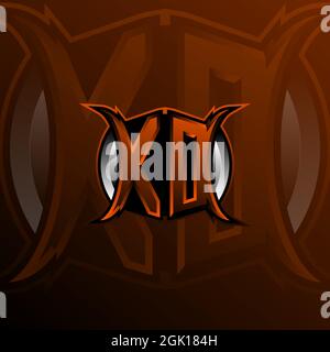 XD, XO Logo Letter Design in Orange Color, Logo for game, esport, initial gaming, community or business. Stock Vector