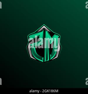 Initial ZM logo design, Initial ZM logo design with Shield style, Logo for game, esport, community or business. Stock Vector