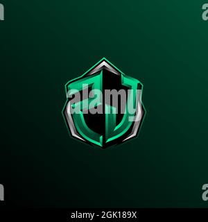 Initial ZJ logo design, Initial ZJ logo design with Shield style, Logo for game, esport, community or business. Stock Vector
