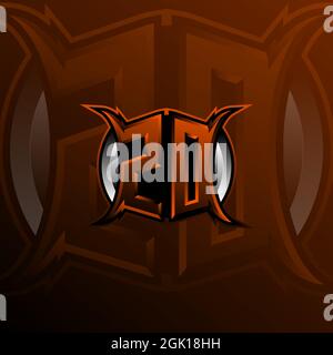 ZD Logo Letter Design in Orange Color, Logo for game, esport, initial gaming, community or business. Stock Vector