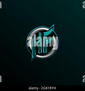 Initial HF logo design, Initial HF logo design with Circle style, Logo for game, esport, community or business. Stock Vector
