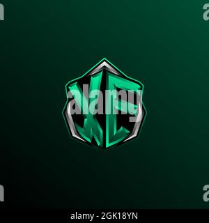 Initial XE logo design, Initial XE logo design with Shield style, Logo for game, esport, community or business. Stock Vector
