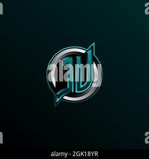 Initial JU logo design, Initial JV logo design with Circle style, Logo for game, esport, community or business. Stock Vector